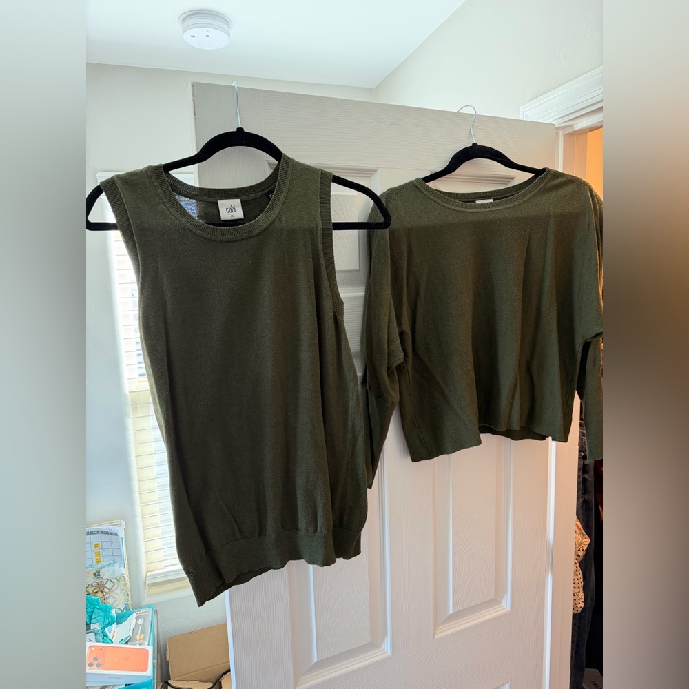 CAbi Olive Green Knit Top